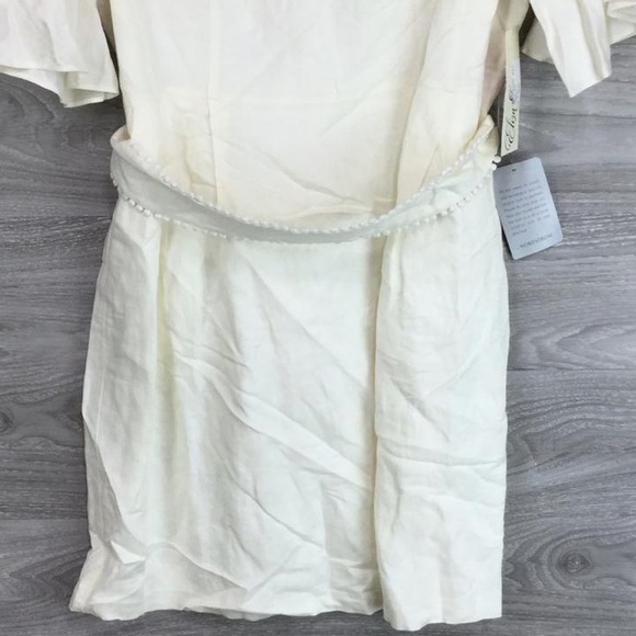 Eliza J Bell-Sleeve Pompom Sash Linen Blend Dress - Picture 6 of 14